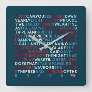 National Anthem Lyrics 2 Square Wall Clock