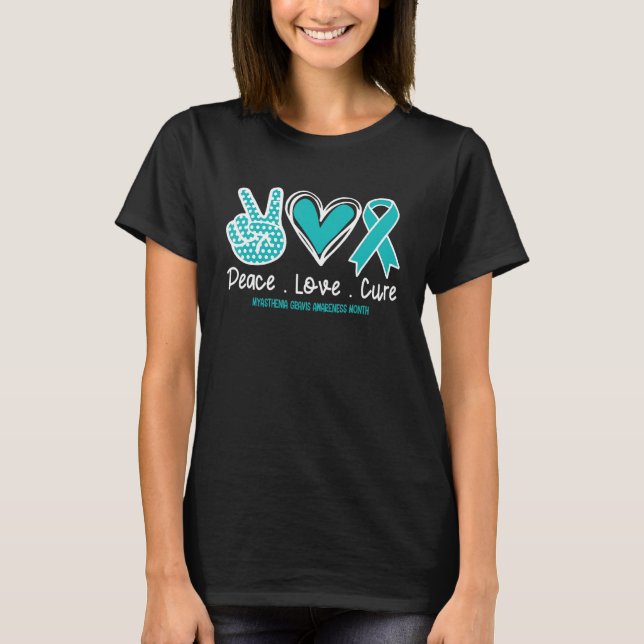National Aphasia Awareness Month Grey Peace Love C T-Shirt (Front)