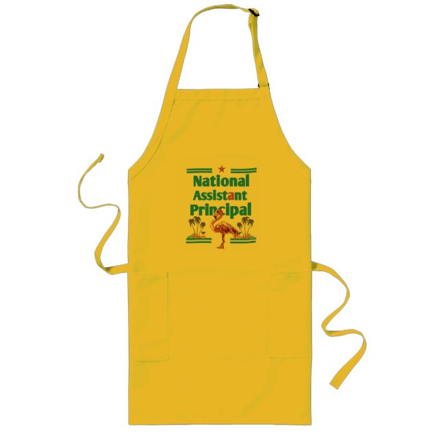 national Assistant principal flamingo Long Apron (Front)