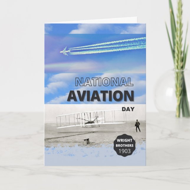 National Aviation Day August 19 Wright Brothers Card (Front)