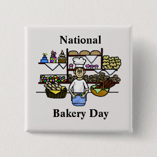 National Bakery Day Button with Bakery