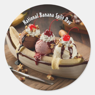 National Banana Split Day Classic Round Sticker