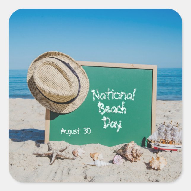 National Beach Day Square Sticker (Front)