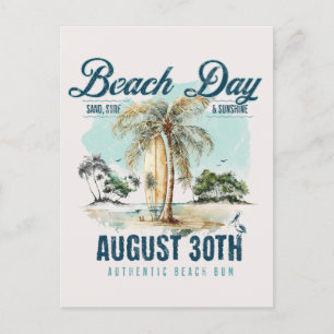 National Beach Day, vintage surfboard Postcard