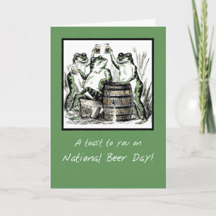 National Beer Day Funny Frogs Toasting with Beer Card