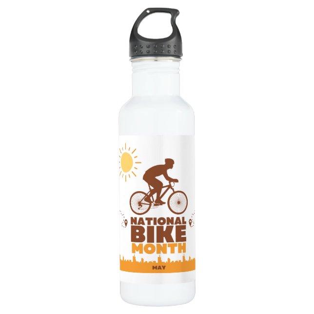 National Bike Month 710 Ml Water Bottle (Front)