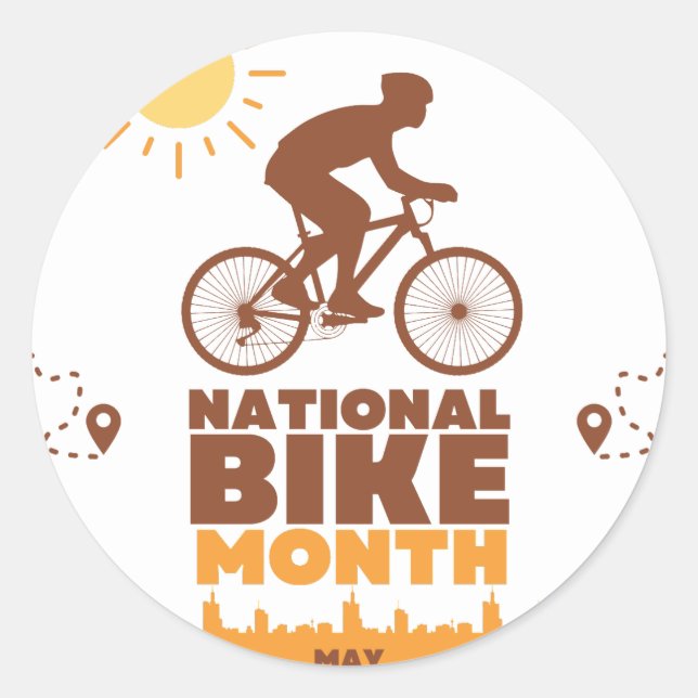 National Bike Month Classic Round Sticker (Front)