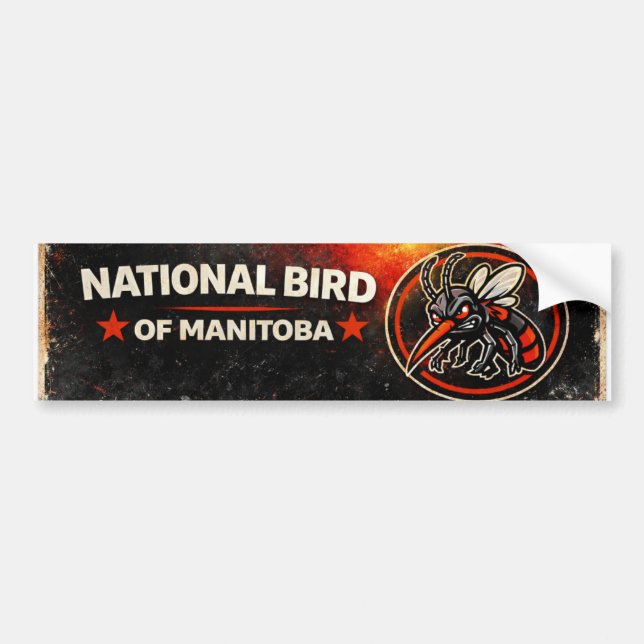 National Bird of Manitoba Funny Mosquito Bumper Sticker (Front)