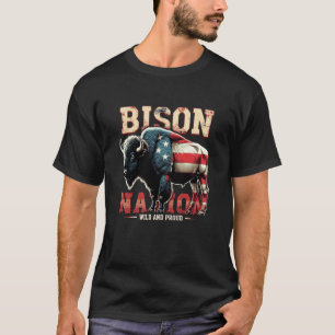 National Bison Day Wild and Proud USA Flag Buffalo T-Shirt