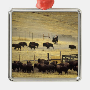 National Bison Range Roundup in Montana Metal Tree Decoration