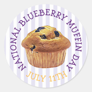 National Blueberry Muffin Day July Magnet Classic Round Sticker