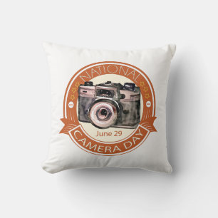 National Camera Day Sign and Badge Cushion