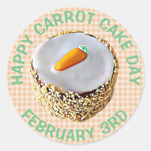 National Carrot Cake Day February 3rd Holiday Classic Round Sticker