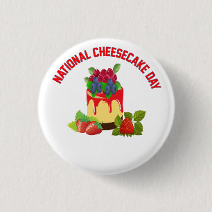 NATIONAL CHEESECAKE DAY CLASSIC ROUND STICKER 3 CM ROUND BADGE