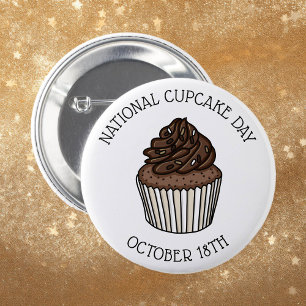 National Chocolate Cupcake Day October 18th 6 Cm Round Badge