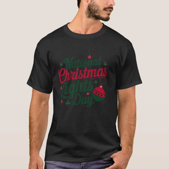 National Christmas Lights Day festival lights star T-Shirt (Front)