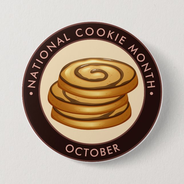 National Cookie Month, vanilla chocolate swirl 7.5 Cm Round Badge (Front)