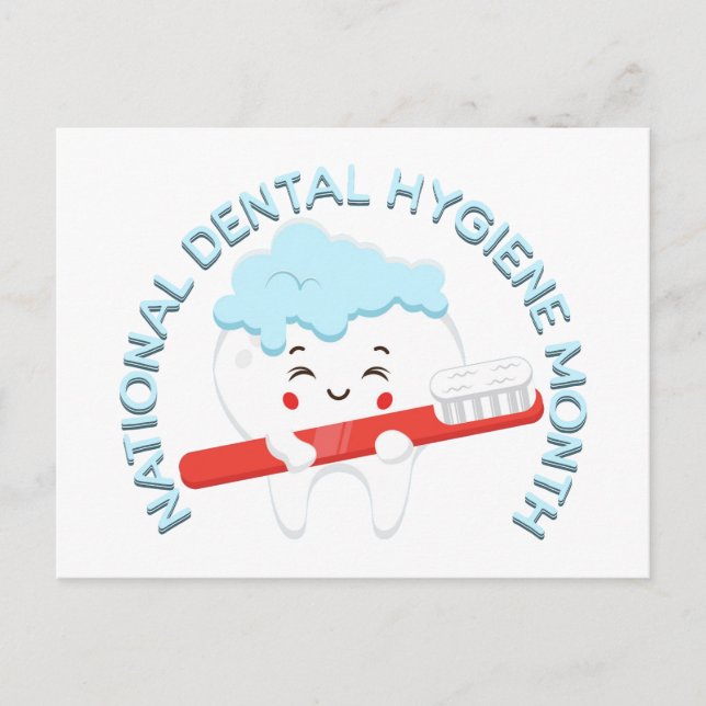 National Dental Hygiene Month Happy Tooth Postcard (Front)