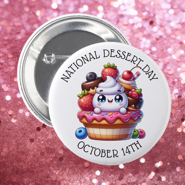 National Dessert Day October 14th 6 Cm Round Badge (Creator Uploaded)