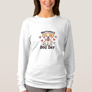 National Dog Day – Cute Kawaii Cartoon Dog with He T-Shirt