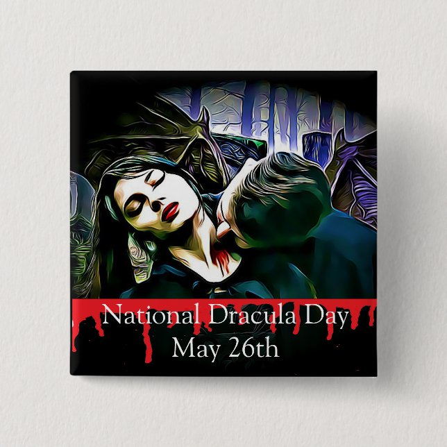 National Dracula Day May 26th Strange Holiday Pin (Front)