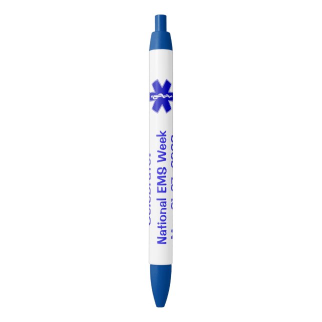 National EMS Week 2023 Black Ink Pen (Front Vertical)