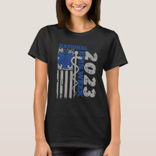 National EMS Week 2023 USA Flag Emergency Medical  T-Shirt