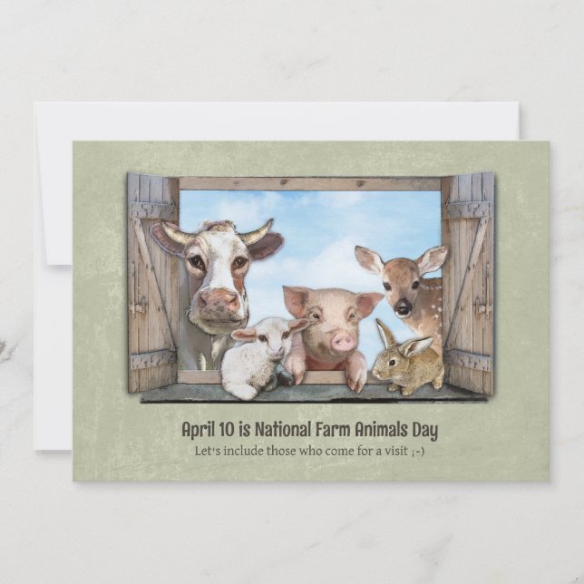 National Farm Animals Day April 10 Card (Front)