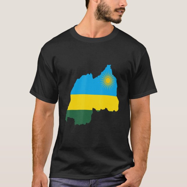 National Flag Map Of Rwanda T-Shirt (Front)