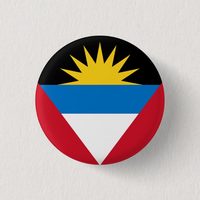 National flag of Antigua and Barbuda  3 Cm Round Badge (Front)