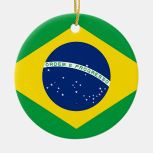 National Flag of Brazil, accurate proportion Ceramic Tree Decoration