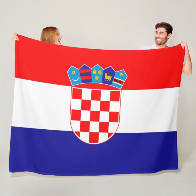 National flag of Croatia Zastava Hrvatske large Fleece Blanket (In Situ)