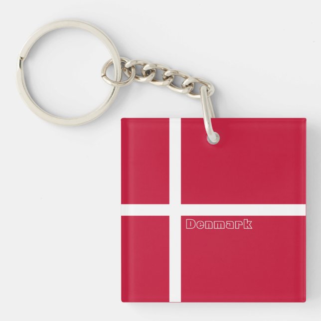 National Flag of Denmark Key Ring (Front)