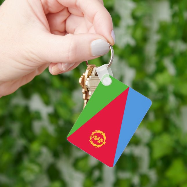 National Flag of Eritrea Rectangle Key Ring (Hand)