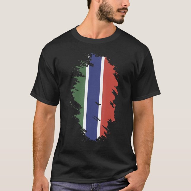 National Flag of Gambia souvenir   for men women T-Shirt (Front)