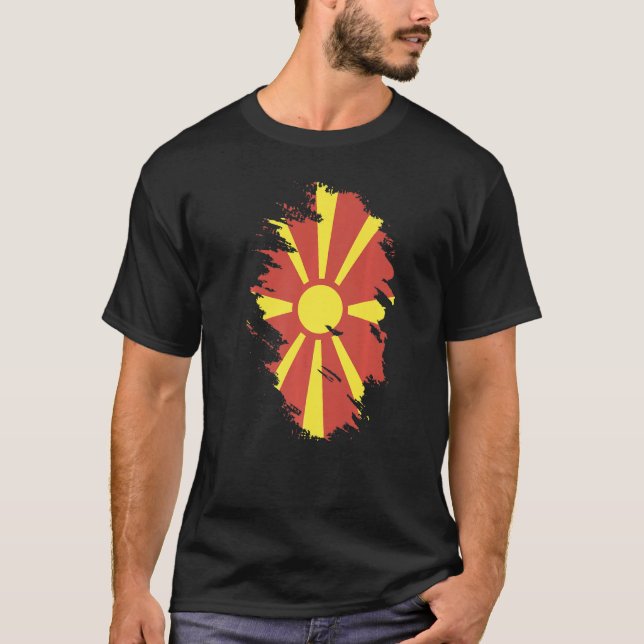 National Flag of Macedonia souvenir  for men women T-Shirt (Front)