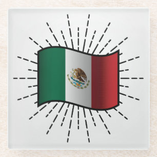 National Flag of Mexico Illustration Glass Coaster