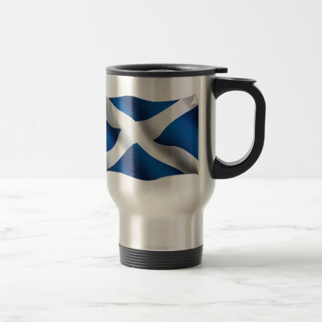 National Flag of Scotland & St Andrew Patriotic Travel Mug (Right)