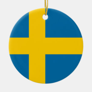 National Flag of Sweden Ceramic Tree Decoration