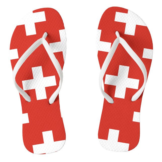 National Flag of Switzerland Flip Flops (Footbed)