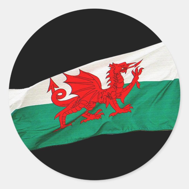 National Flag of Wales, The Red Dragon Patriotic Classic Round Sticker (Front)