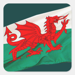 National Flag of Wales, The Red Dragon Patriotic Square Sticker