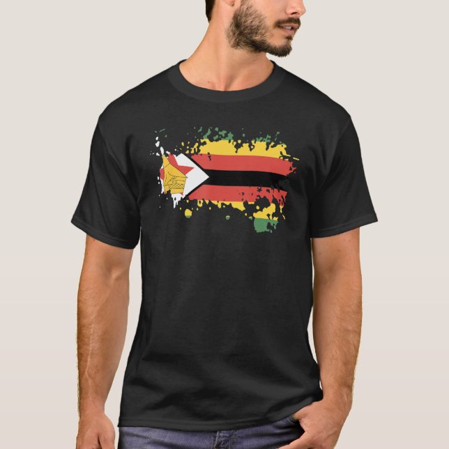 National Flag of Zimbabwe souvenir  for men women  T-Shirt (Front)