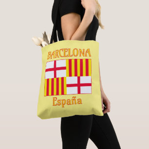 National Flag Red White Yellow Barcelona Patriotic Tote Bag