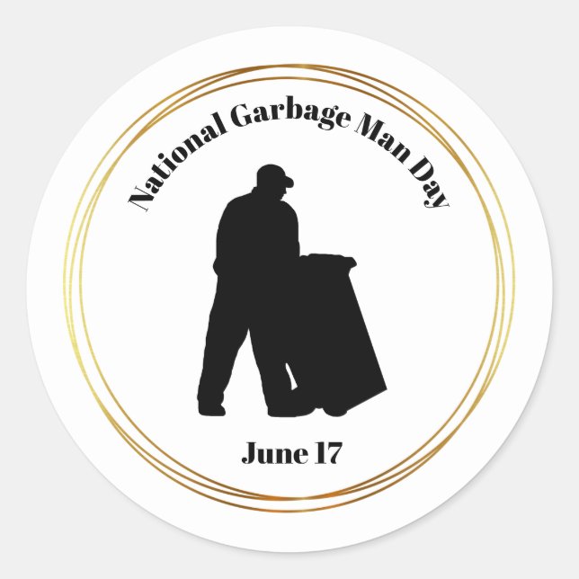 National Garbage Man Day Silhouette Stickers (Front)