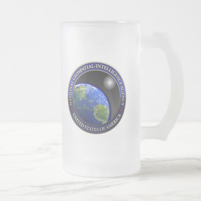 National Geospatial-Intelligence Agency (NGA) Frosted Glass Beer Mug (Right)