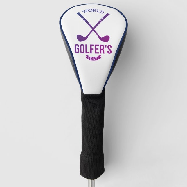 National Golfer’s Day Purple Design | leather Golf Head Cover (Front)