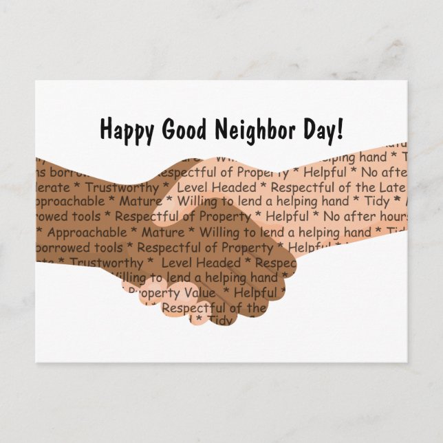 National Good Neighbour Day Greeting Postcard (Front)