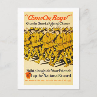 National Guard Come On Boys WWI Propaganda Postcard