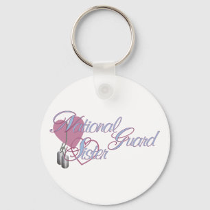 National Guard Sister Hearts N Dog Tags Key Ring